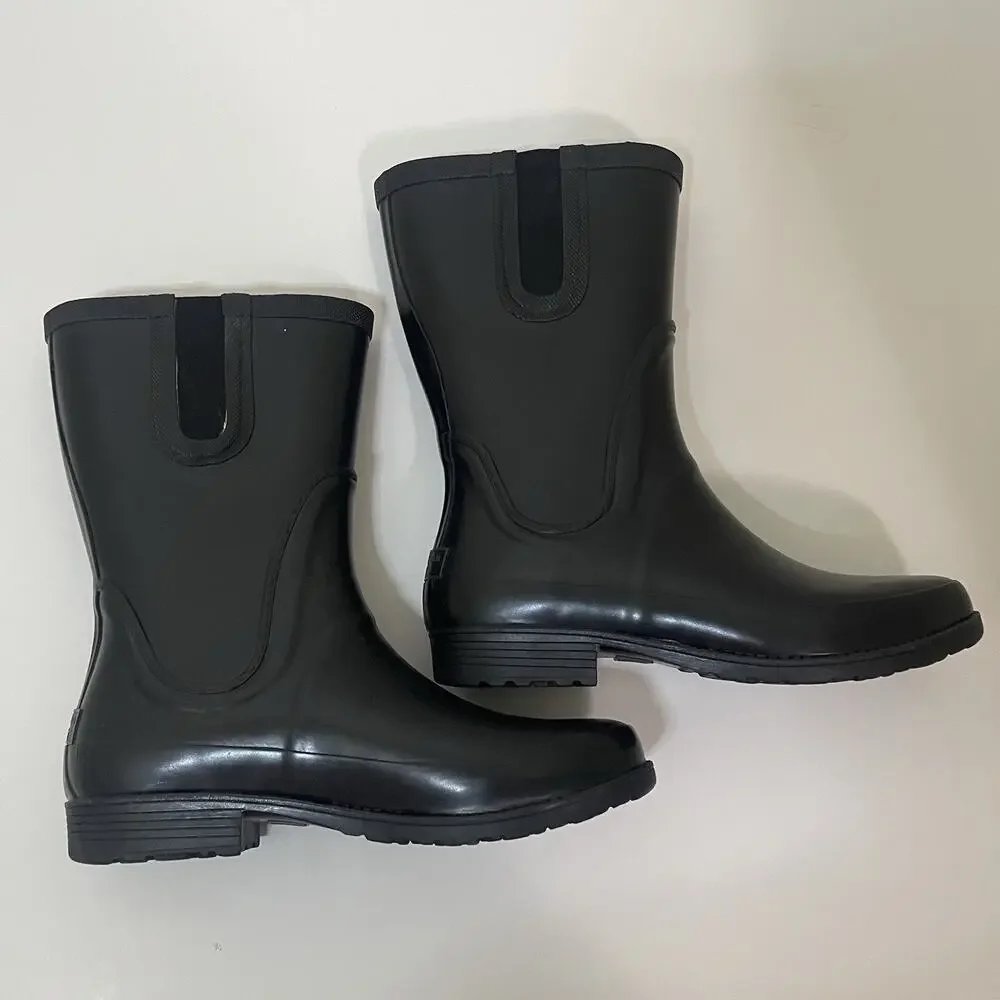 L.L.Bean Tall Wellies Rain Boots Black Vulcanized-Rubber Waterproof size 10